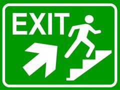 Semn pentru exit pe scari dreapta sus